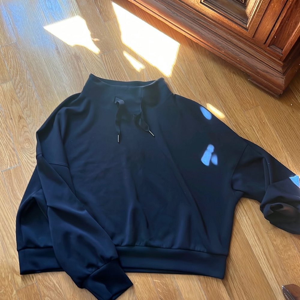 Spanx AirEssential Navy Mock neck top